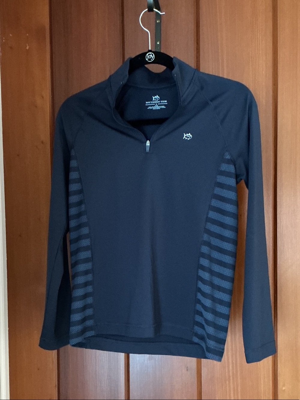 Southern Tide Men's Navy Quarter-Zip Pullover with Striped Side Panels